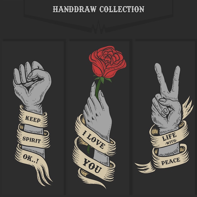 Vector hand collection illustration