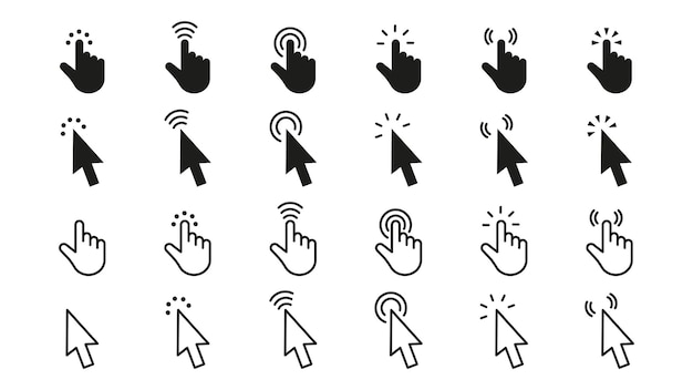 Hand cursor icoon ingesteld klik icoon vector