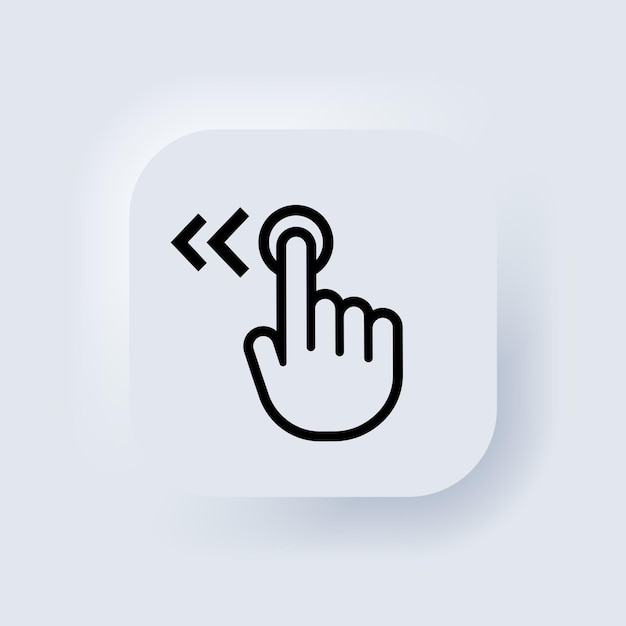 Hand cursor swipe left icon. Elements for mobile concepts and web apps. Neumorphic UI UX white user interface web button. Neumorphism. Vector EPS 10.