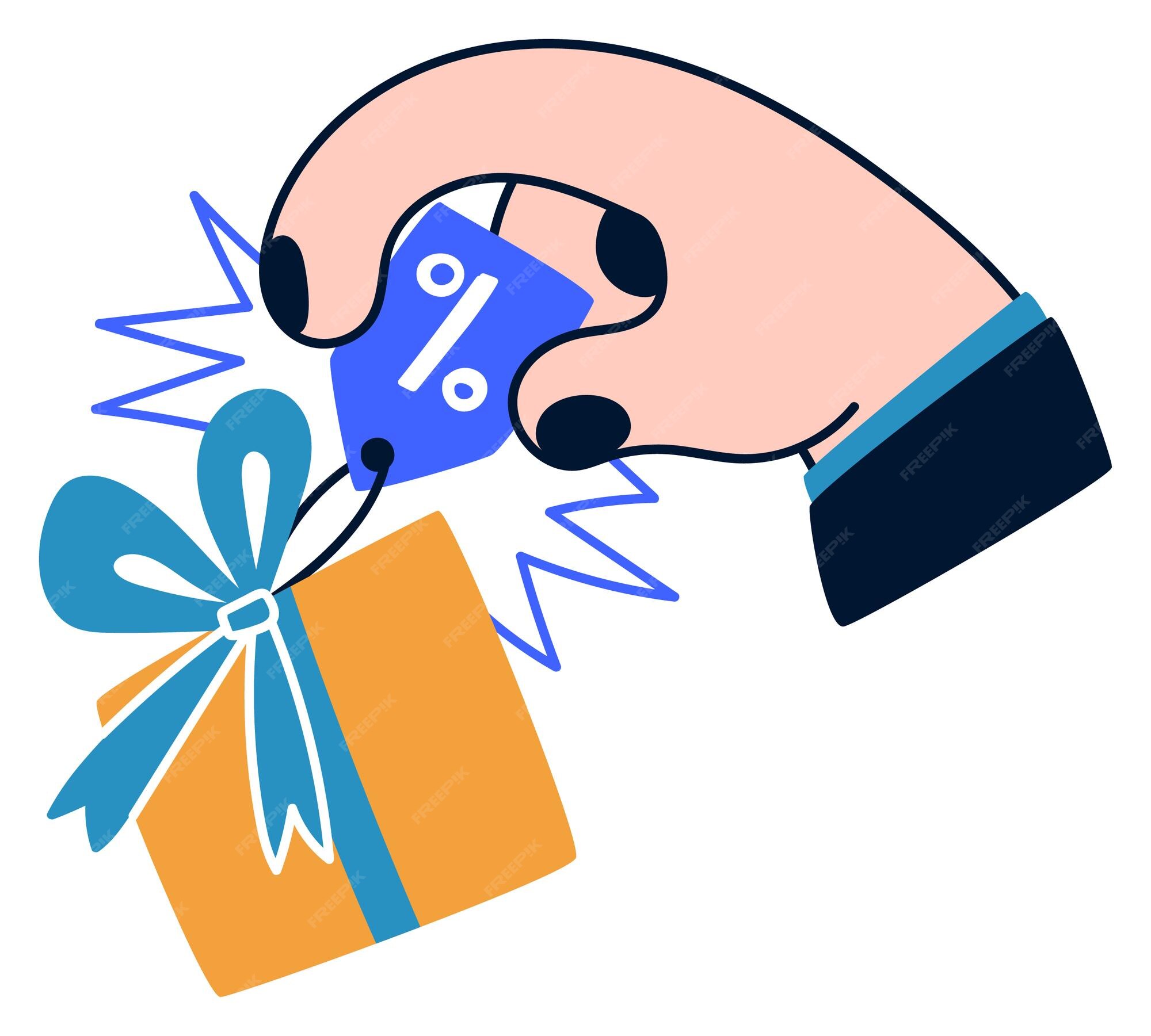 Premium Vector | Hand cutting price tag on gift box
