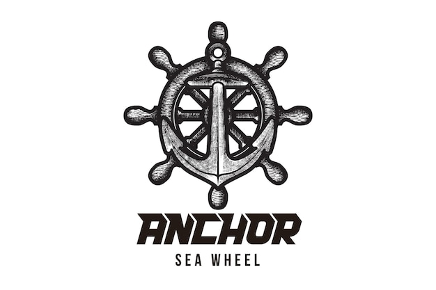 Hand dawn Anchor vector logo icon Nautical maritime sea ocean boat illustration symbol Designs Inspiration Isolated on White Background