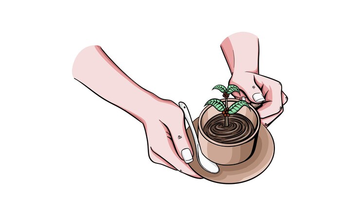 Vector hand dawn hand holding a cup of coffee vector illustration