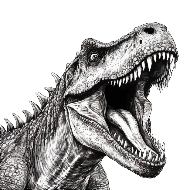 Vector hand dawn roaring dinosaur vector illustration design