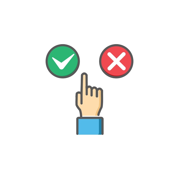 hand design vector and agree or disagree option button