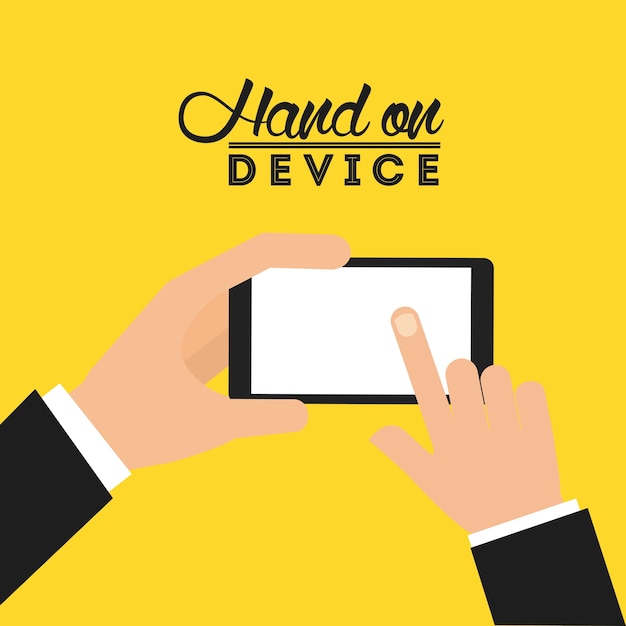 hand on device 