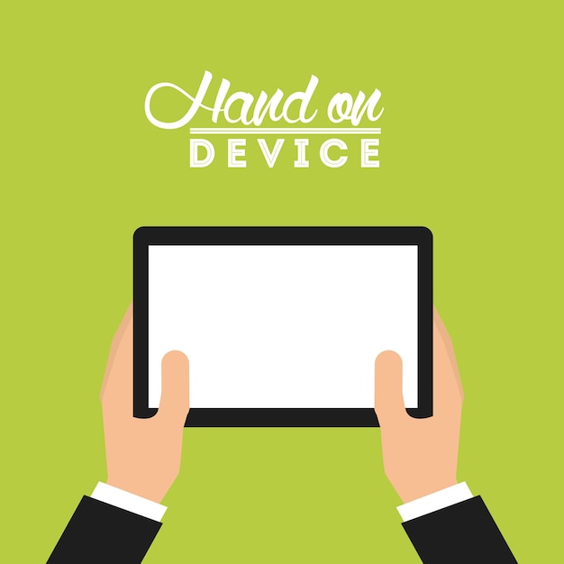 hand on device 