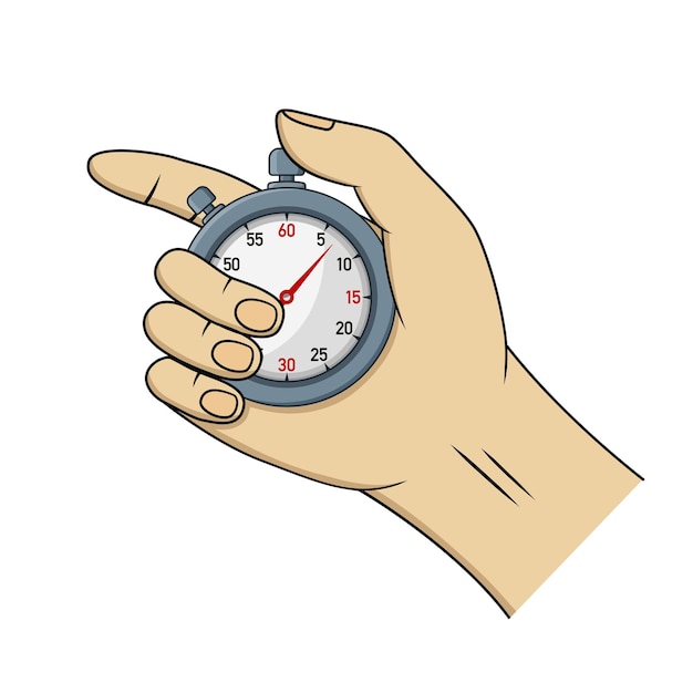 Vector hand die een stopwatch vector illustratie vasthoudt