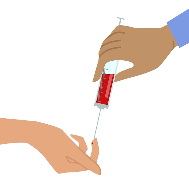 Hand of doctor taking blood sample vector illustration