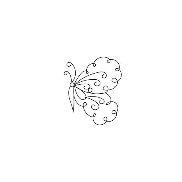 Hand down line art butterfly