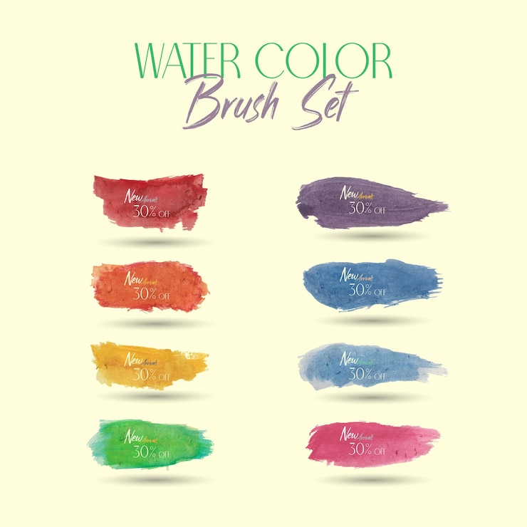 Vector hand dran water color brush set
