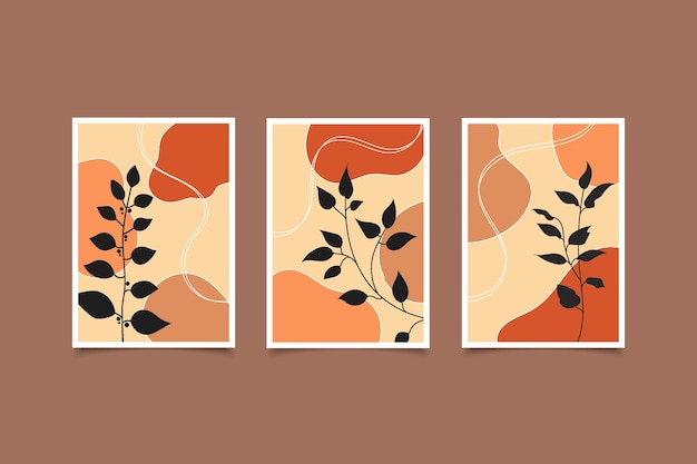 hand draw abstract botanical set of decoration