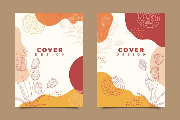 Vector hand draw abstract natural cover with shapes design collection