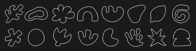 Vector hand draw abstract shapes set of white line astract shapes elements hand prints