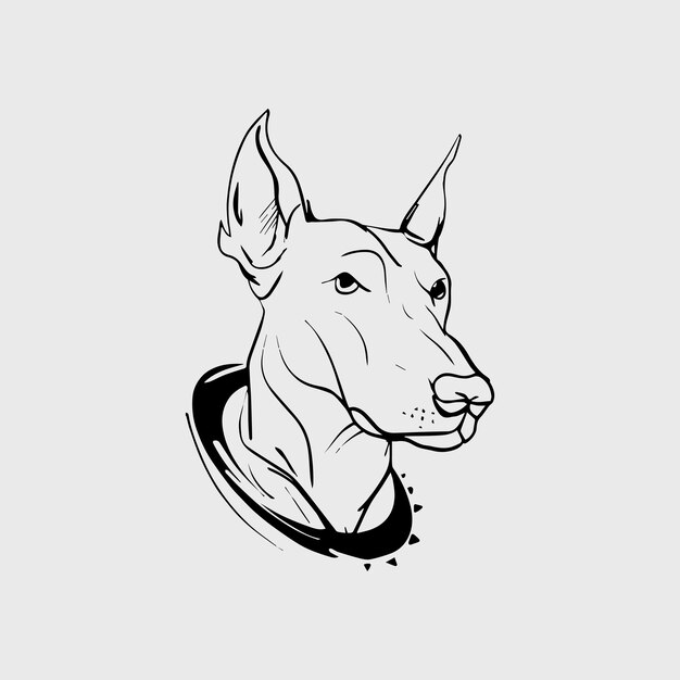 Hand draw artwork illustration doberman dog