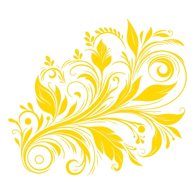 ручной рисунок красивого цветочного украшения золотые листья Контур листья цвета цветочный дизайн Вектор элемента