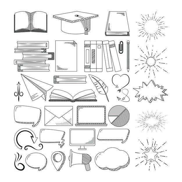 Vector hand draw business cartoons black and white colors 