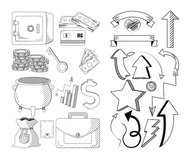 Vector hand draw business cartoons black and white 
