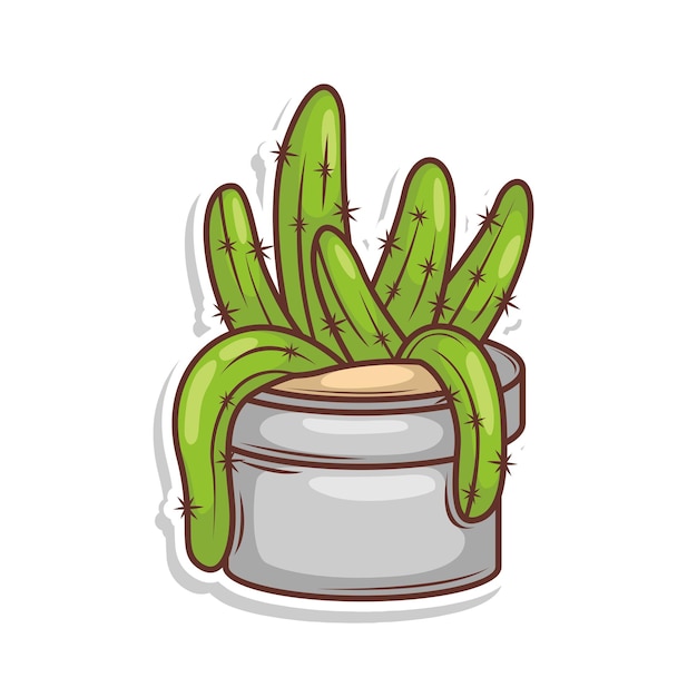 Hand draw cactus plant cartoon flat design