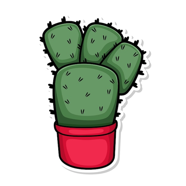 Hand draw cactus plant cartoon flat design