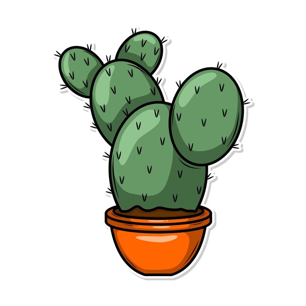 Hand draw cactus plant cartoon flat design