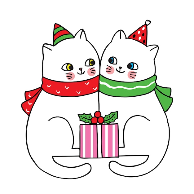 Hand draw cartoon cute merry christmas