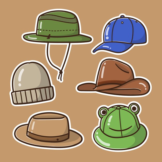 Vector hand draw of cartoon hat collection good for sticker