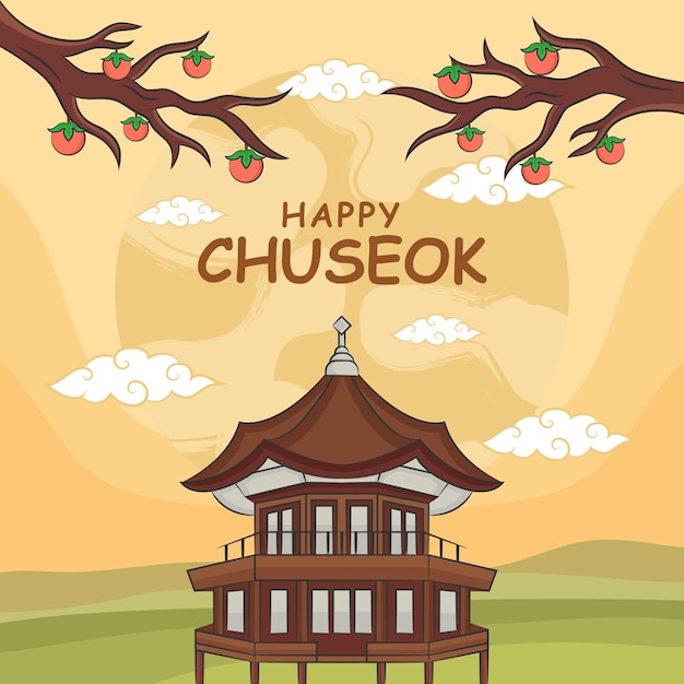 hand draw chuseok festival concept.  illustration