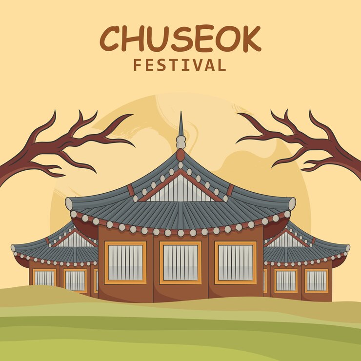 Vector hand draw chuseok festival concept.  illustration