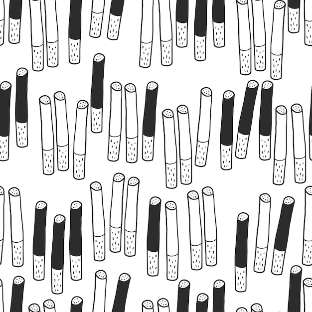 Hand draw cigarettes pattern on white background for world no tobacco day