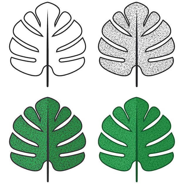 Vettore collezione di foglie colorate di tiraggio a mano su sfondo bianco