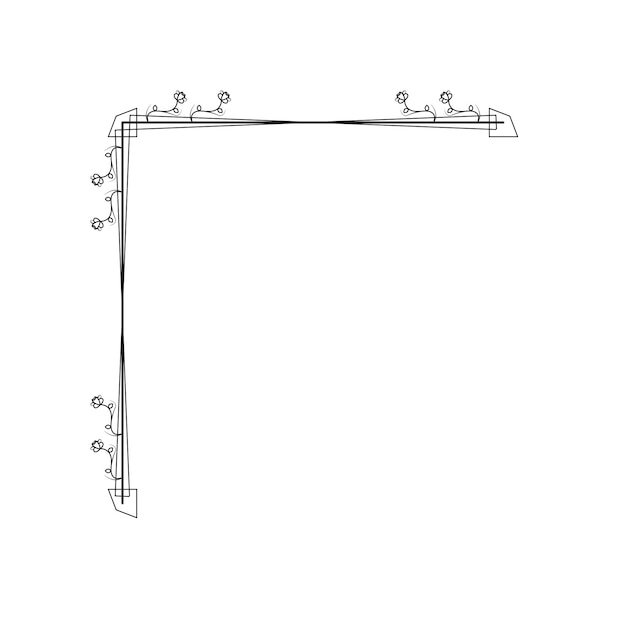 ハンドドローコーナー形状 花の装飾 ベクトルデザイン ドードル スケッチスタイル 結婚式とバナー