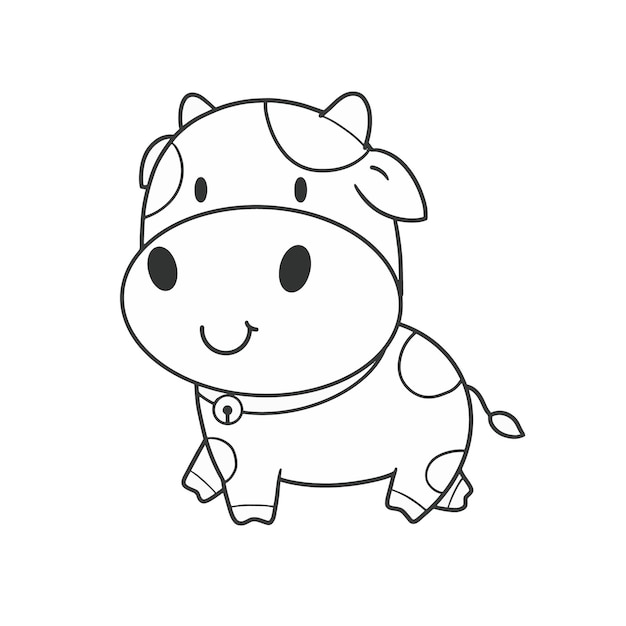 Hand draw cute cow coloring