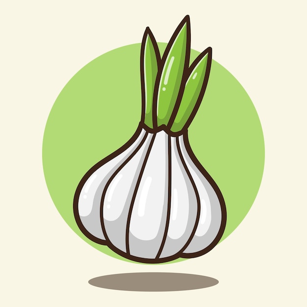 hand draw cute garlic cartoon vector illustration good  for sticker