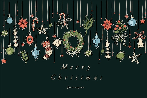 Vector hand draw design for christmas greetings card