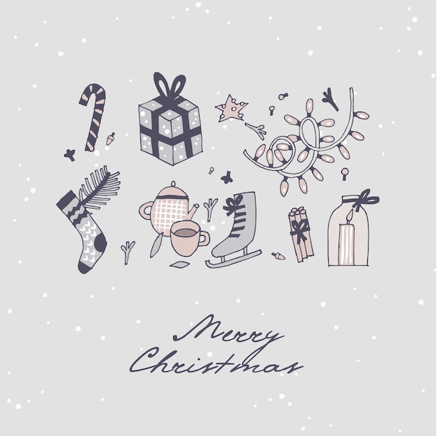 Hand draw design for christmas greetings pattern. seamless xmas background, banners or posters and other printables. winter holidays design elements.