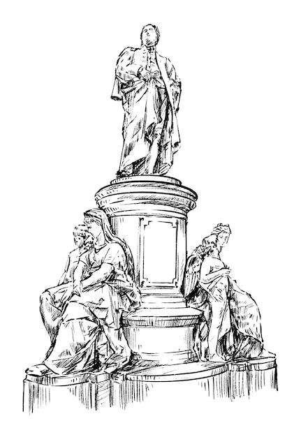 Vector hand draw of europe sculpture