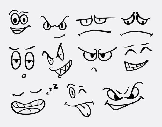 Vector hand draw face emoji