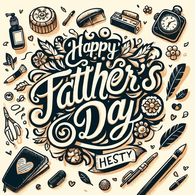 Vector hand draw fathers day lettring