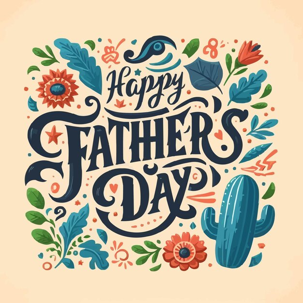 Vector hand draw fathers day lettring