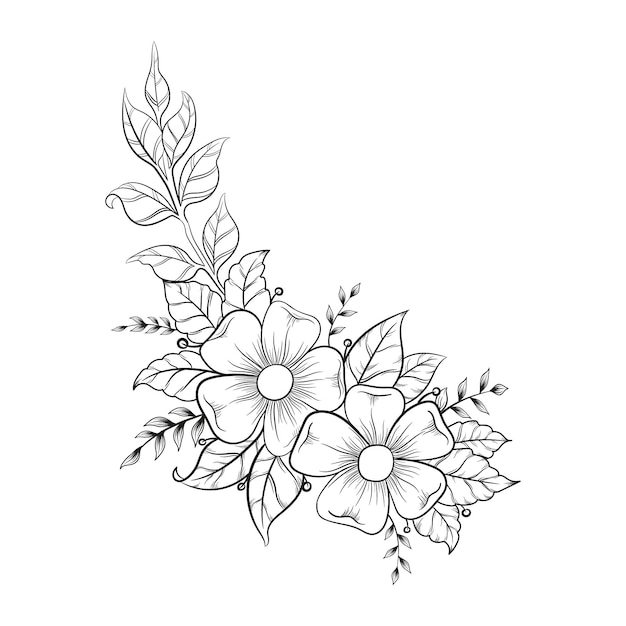 Hand draw floral decoration elements