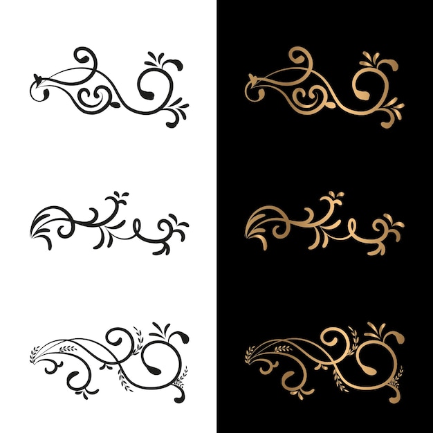 Hand draw floral decoration elements