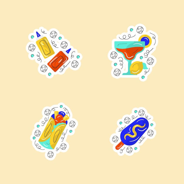 Hand Draw Food and Drink Sticker collection