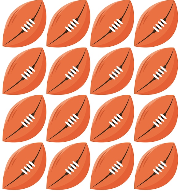 Ручная футболка с бесшовным рисунком Игра в американский футбол Изолирована на белом фоне Векторная иллюстрация в стиле мультфильмов Оранжевые и черные цвета Спортивное оборудование Школьный футбольный раздел