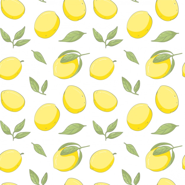 Hand draw fresh lemon pattern