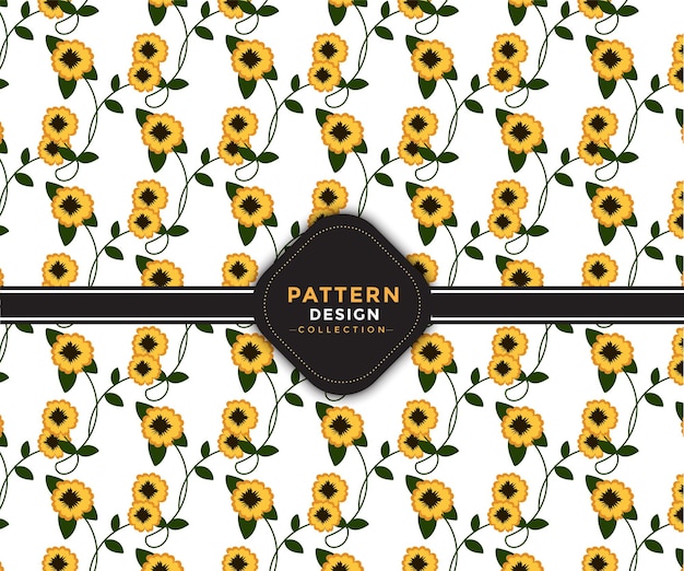 Hand draw golden floral seamless pattern in retro style