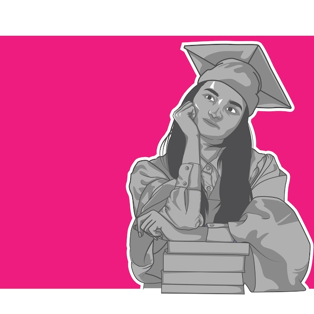 hand draw graduatewoman graduated from college