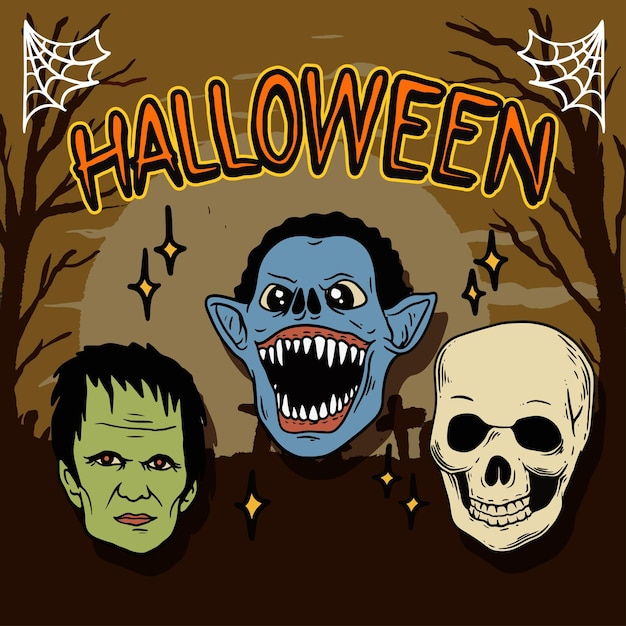 Vector hand draw halloween elements