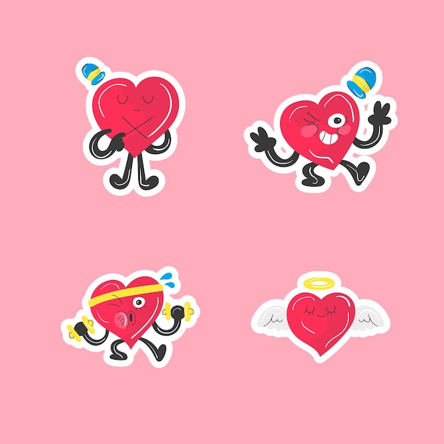 hand draw heart stickers collection