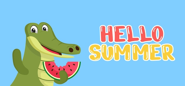 Hand draw illustration of summer greeting banner