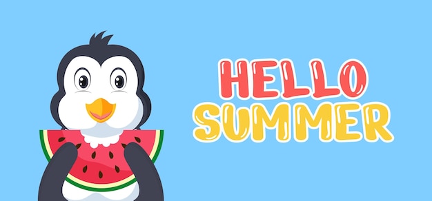 Hand draw illustration of summer greeting banner